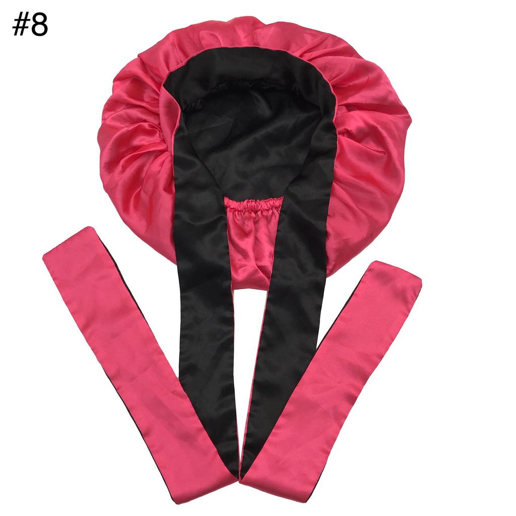Long Tie Satin Hat Woman Fashion Sleeping Hair Bonnet Double Layer Braids Bonnets
