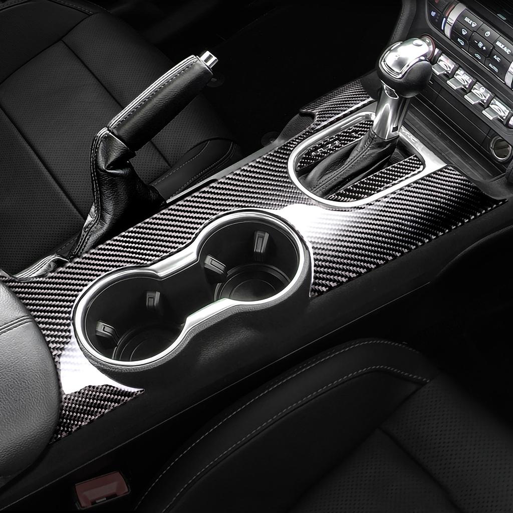 Carbon Fiber Car Gear Shift Panel Sticker Interior Trim Cover For Ford Mustang GT 2015 2016 2017 2018  