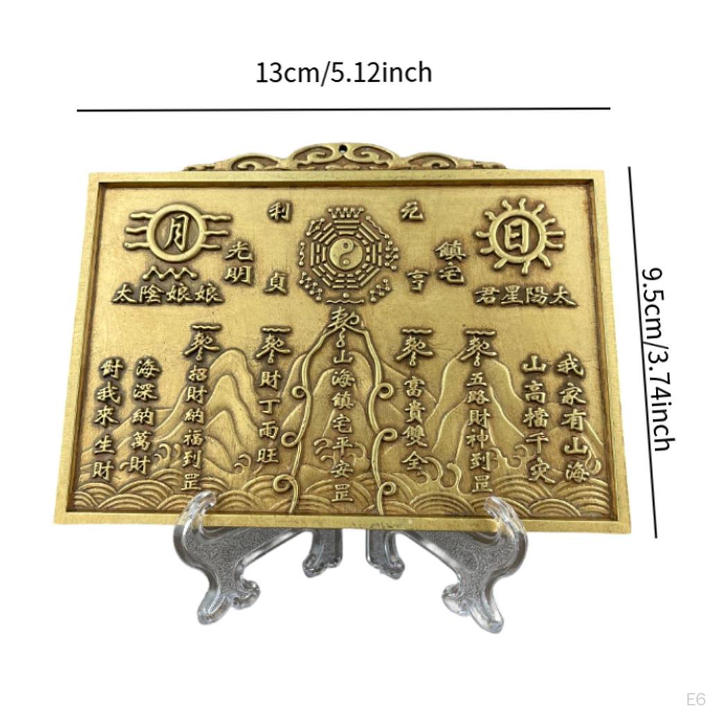 Chinese Feng Shui Bagua Decorative Mirror 13x9.5 Cm Copper Accessory