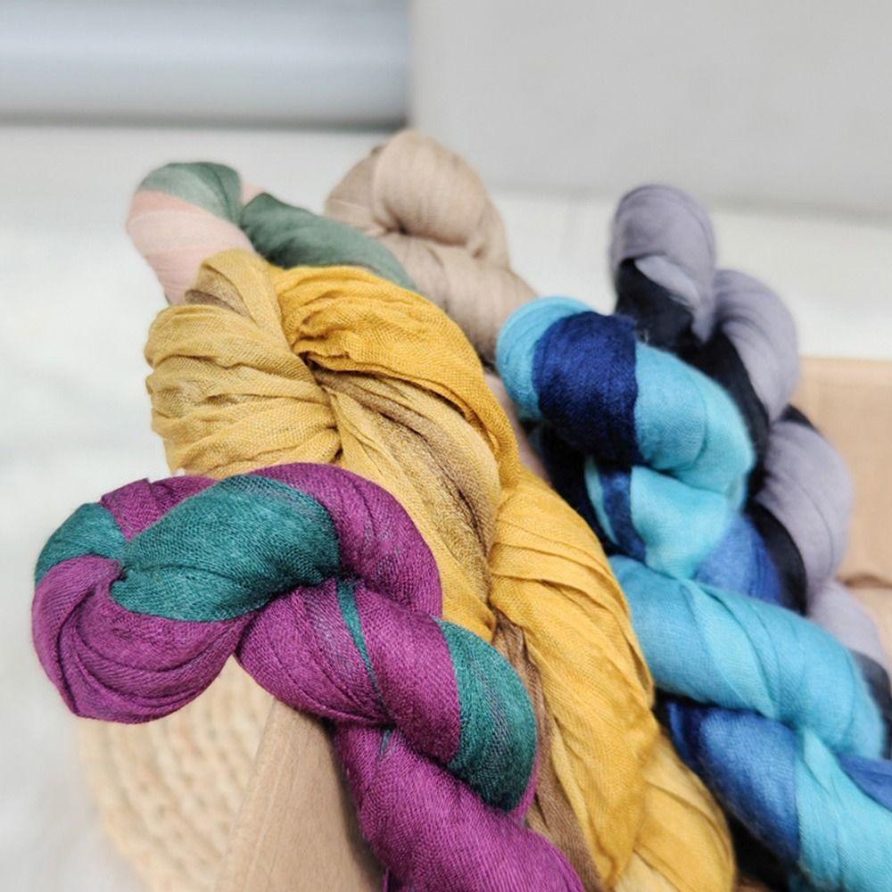 Pleated Long Scarf Soft Retro Cotton Hemp Scarf Fashionable Trend Baotou Hat Spring Summer