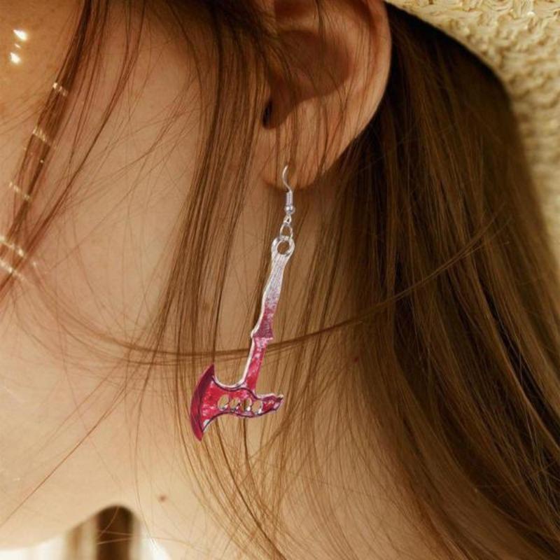 Новое Преувеличение Ужас Кровавое Пятно Ножницы Топор Острый Нож Хэллоуин Висячие Серьги Для Женщин Ювелирные Изделия Подарки Для Вечеринки