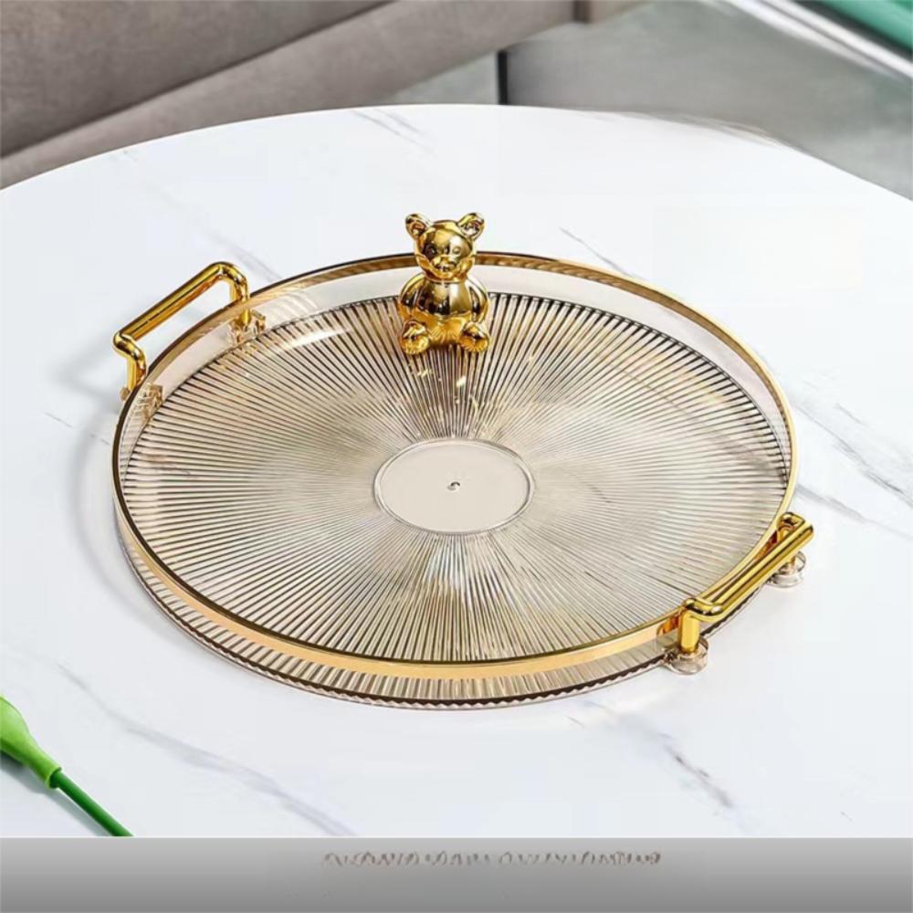 Multipurpose Round Storage Tray Gold Fruit Tray New Tea Cup Storage Plate  Living Room