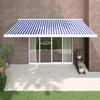 VidaXL Retractable Awning Blue and White 4x3 M Fabric and Aluminium, Awning, Patio Awning, Window Awning, Awnings, Awning 3154573