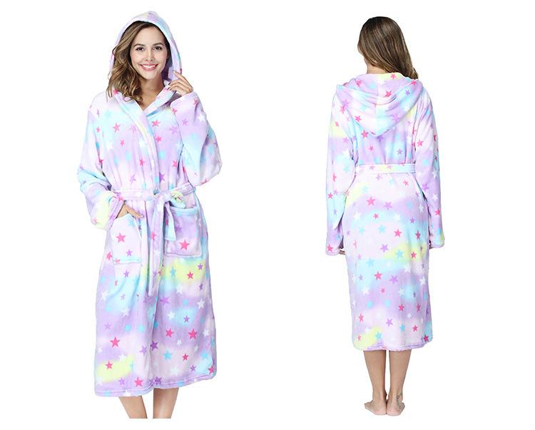 Women's Solid Color Lapel Bathrobe Autumn Winter Models Facecloth Warm Comfortable Longsleeved Homewear