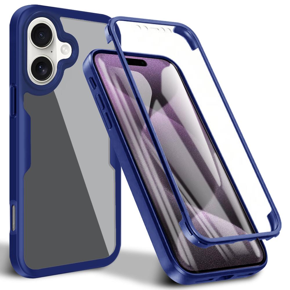 Для iPhone 16 Plus Чехол Акрил+ТПУ Прозрачный Чехол для телефона с ПЭТ Защитной пленкой для экрана