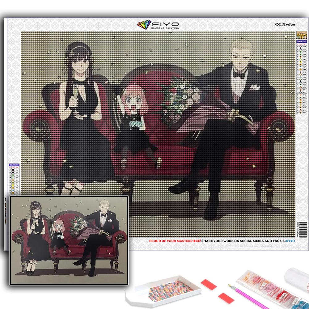 Popular 5D Diy Cross Stitch Anime Poster SPY FAMILY Painting Full Drill Cross-Stitch Crafts Kit Wall Sticker Home Decor