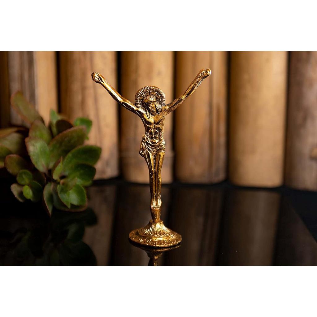 Jesus Statue Religious Status for Gift for Home Decoration Dashboard Jesus Gift Items Metal Statue Gold, Silver & Copper Christmas (Pack of 3)