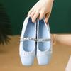 Fashion French Style Single Shoe Women's Spring 2025 New Patchwork Scoop Shoe Womens Straight Strap Retro Mary Jane Shoes Ladies Heels
