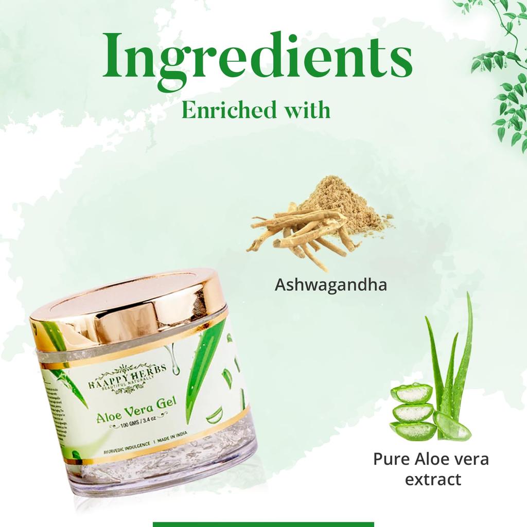 Loe Vera Gel for Face, Skin & Hair - 100gm | Pure Single Pressed Aloe Vera Gel for Men & Women | For Glowing and Nourished Skin