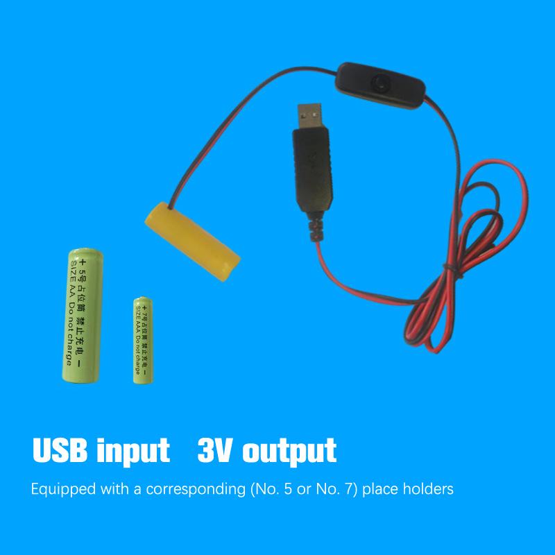 Адаптер Dummy Battery с USB-питанием, кабель-переключатель, замена батарей для пультов, камеры, игрушек, светодиодной ленты