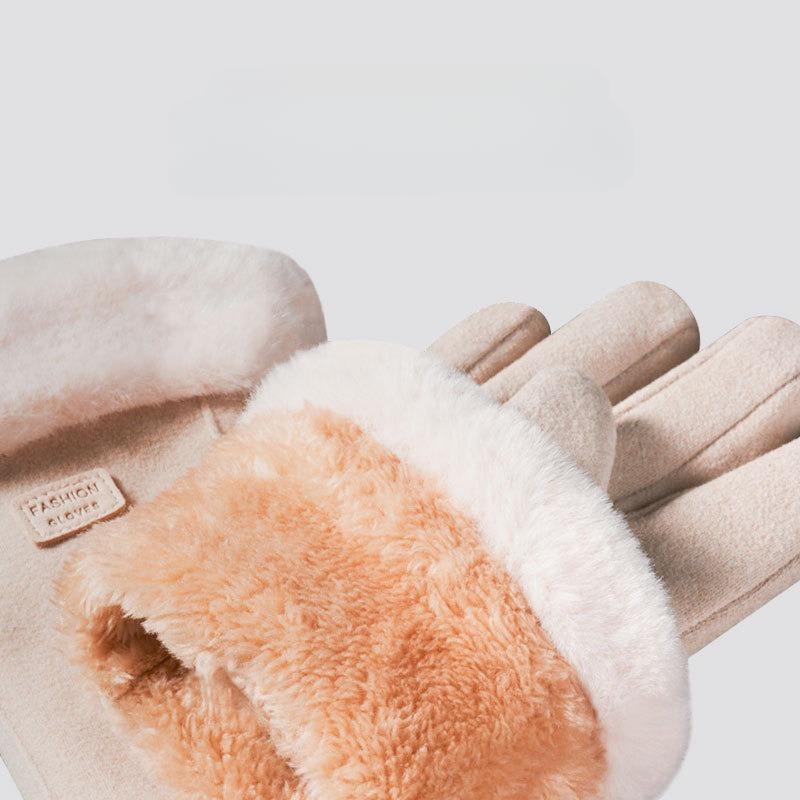 Женские перчатки для сенсорных экранов, модные, осенне-зимние, теплые, тонкие, кашемировые, однотонные, для езды на велосипеде, элегантные, ветрозащитные перчатки