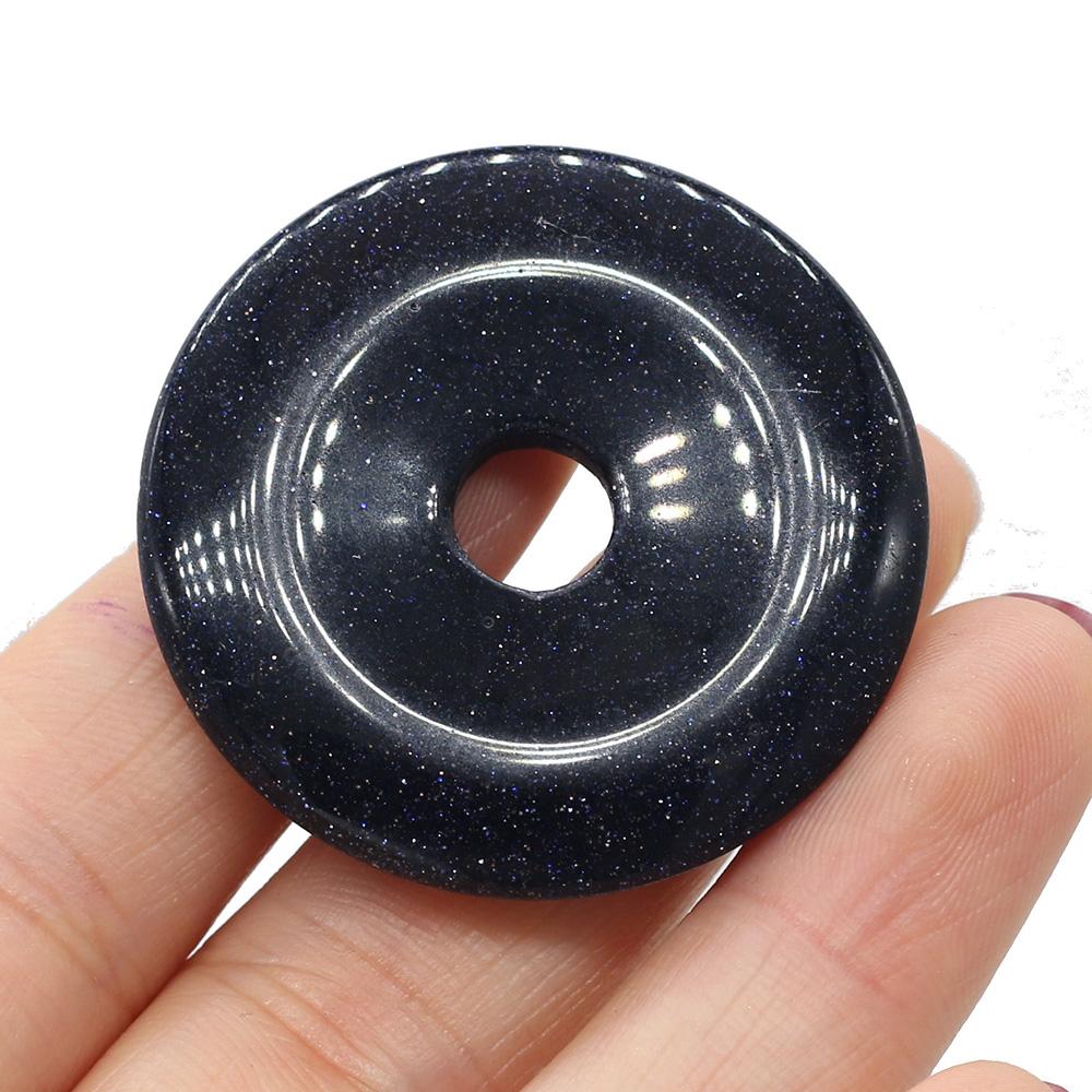 1Pc Natural Stone Big Hole Beads, Reiki Healing Crystal Quartz Loose Beads for Jewelry Making DIY Necklace Keychain Decorative Accessories 40×40mm