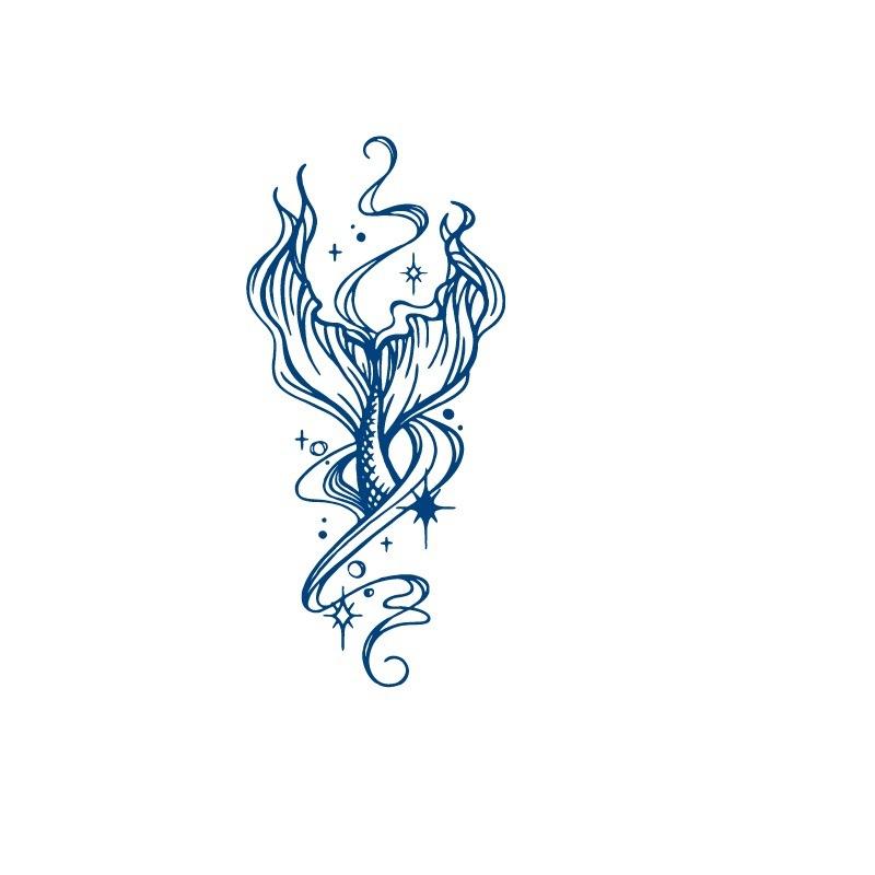 Маленький свежий крест ЭКГ маленькая змея рыбий хвост маленький узор неотражающая переносимая вода имитация стойкой татуировки наклейка