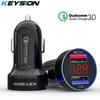 KEYSION Быстрое зарядное устройство с двумя USB-портами QC 3.0, светодиодный дисплей, интеллектуальное автомобильное зарядное устройство для iPhone, Samsung, Xiaomi, Huawei