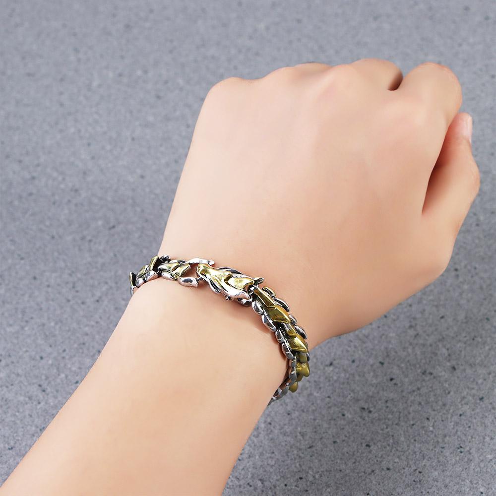 Silver Fashion Men's Jewelry Chain Bracelet Teenager jewelry Gold Dragon Bracelet Men's Accessories