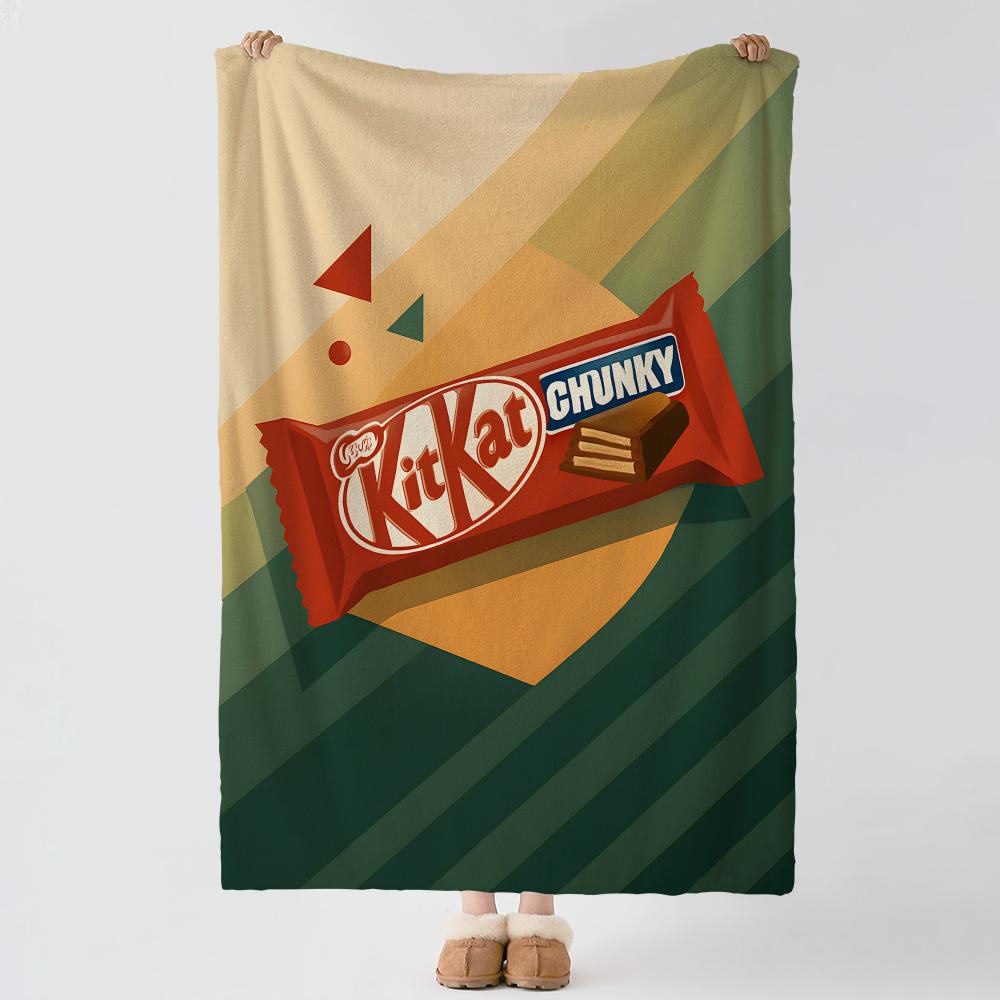 Еда K-KitKat-t Бросок Толстое Уютное Фланелевое Одеяло, Многоцелевое Использование В помещении На улице Ежедневный Сон