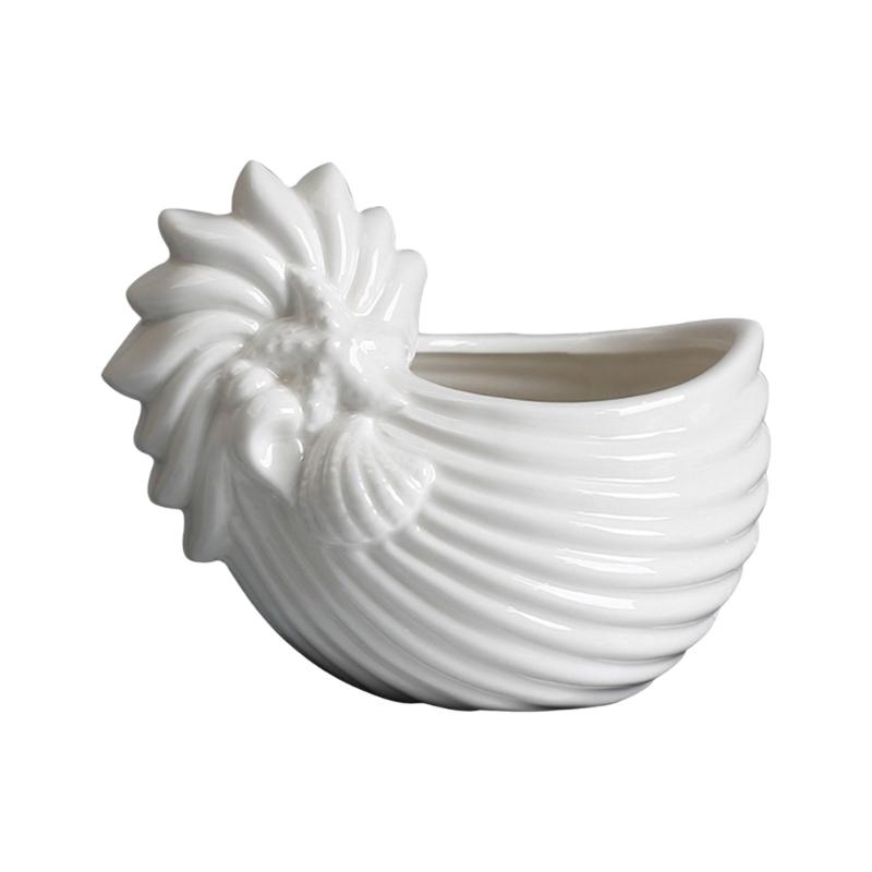 Керамический подсвечник в форме ракушки для домашнего декора, горшок для суккулентов на морскую тематику, мини-плантатор, декоративная емкость