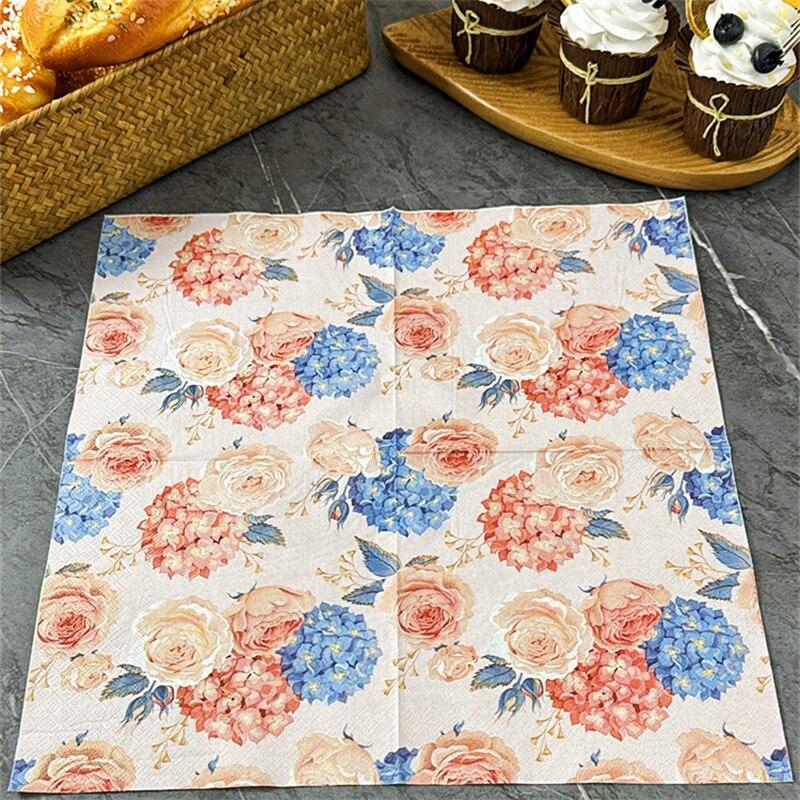 Одноразовые салфетки для вечеринок двухслойные, 20 шт./упак., цветочный узор