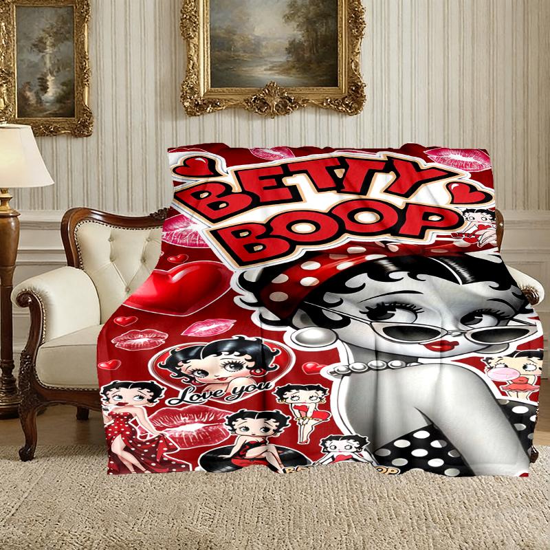 1pc Betty Boop Blanket, Super Cozy Printed Home Blanket, All-Season Warmth