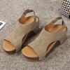 2025 Spring and Summer New Rivet Wedge Heel Fish Mouth Sandals Women's European and American Large Size Waterproof Table Hollow Thick Sole Wome
