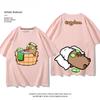 Capibala Capybara Junri MOE Cartoon Short Sleeve T-shirt Male and Female Couples 100% Cotton Loose Clothes Children's Summer