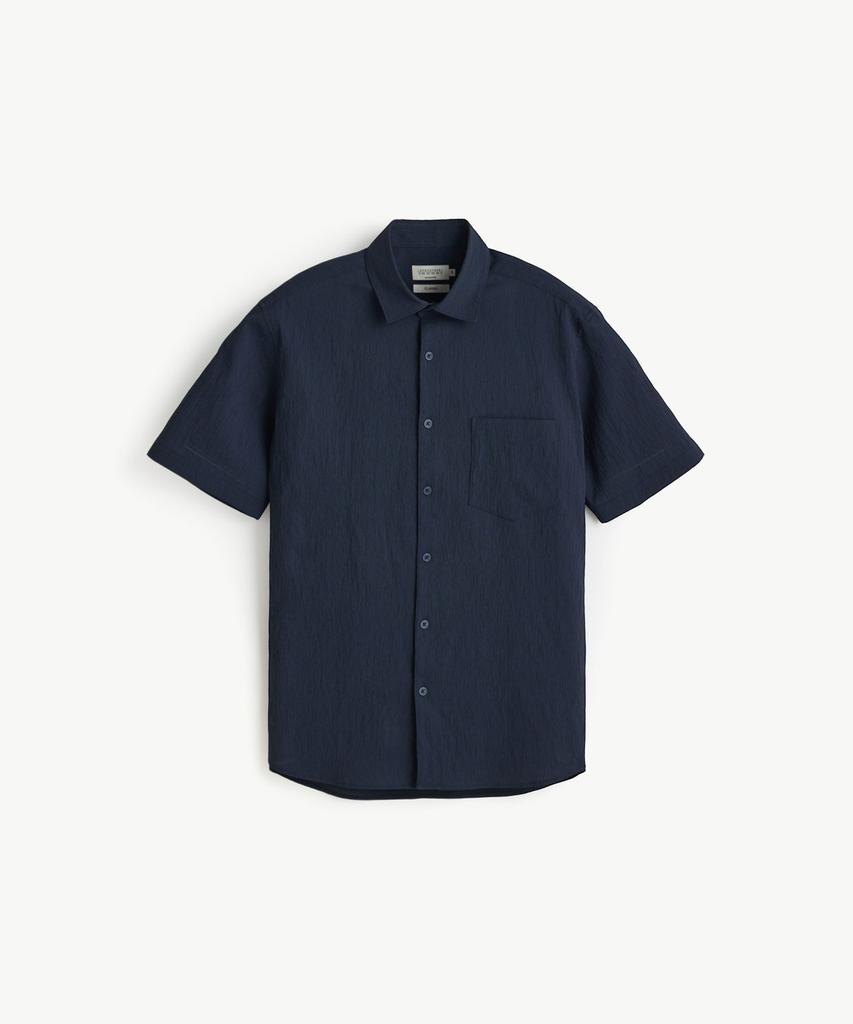 STCO [Japan Matusmi] Seersucker Short Sleeve Shirt_Navy (Classic Fit)_Sdsxb93Csn