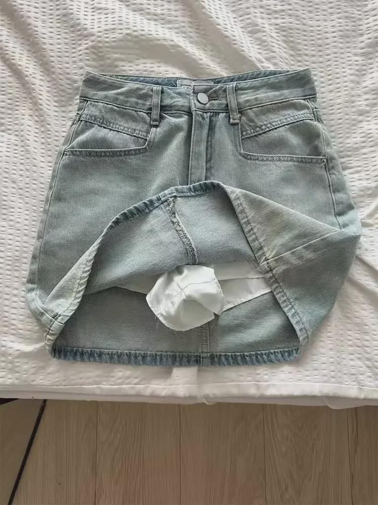 2025 Женская узкая юбка-трапеция большого размера в американском стиле в стиле ретро из денима