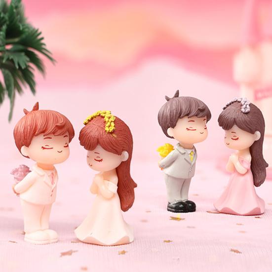 1 Pair Couple Cartoon Anti-crack Figures Marry Clear Texture Standing Decorate Scene Layout Proposal Wedding Couple Ornaments