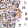 50Pcs/Set Purple Lavender Garden PET Clear Stickers Waterproof DIY Fashion Decals Stickers