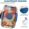 Tableware 2 Layer Lunch Box Leak Proof 2000ML Food Storage Container with Dressing Container Compartment Salad Box Worker