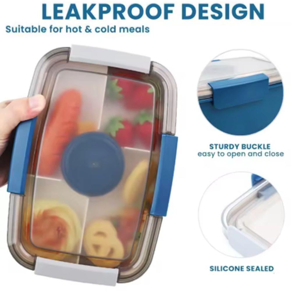 Tableware 2 Layer Lunch Box Leak Proof 2000ML Food Storage Container with Dressing Container Compartment Salad Box Worker