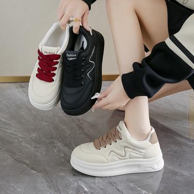 Женские белые туфли на платформе, новая мода осени 2025 года, легкие и удобные универсальные спортивно-повседневные кеды на подошве-маффине