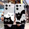 Мягкий силиконовый прозрачный чехол с рисунком черного кота для Xiaomi Redmi Note 13 Pro Poco Samsung A55 A54 A34 A15 S24 M35 iPhone 11 12 13 14 15 противоударный чехол