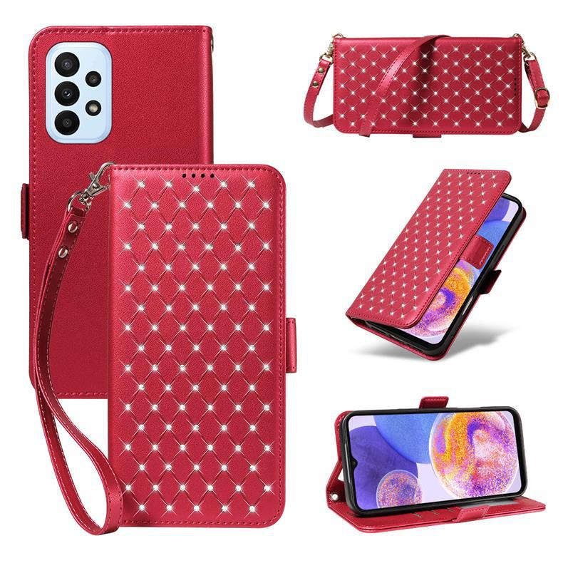 Suitable for Samsung S26 Ultra flip phone case with card slot, A37 5G diamond-studded starry sky protective case