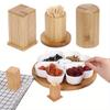 Bamboo Toothpick Holder with Lid Cotton Swab Holder Case Wooden Toothpick Dispenser Kitchen Storage Organizer Box