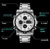 HINICE Chronograph Business Casual Japanese Alarm Day of the Week Luminous Stainless Steel 30M Water Round Face X Men's Digital-Analog Watch, Style,