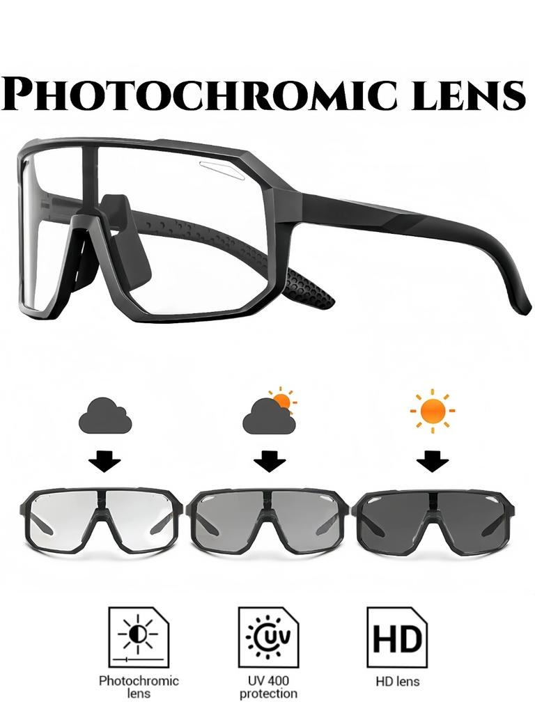 Photochromic Sports Sunglasses Oversized Monolithic Lens Comfort Fit for Cycling Hiking UV400 Lightweight Adventure Ready