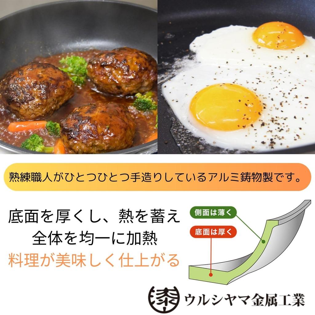 Urushiyama Metal Industry Egg Roll Pan x 9cm Excellent heat conductivity for even delicious Teflon Platinum Plus gas stove made in handcrafted by