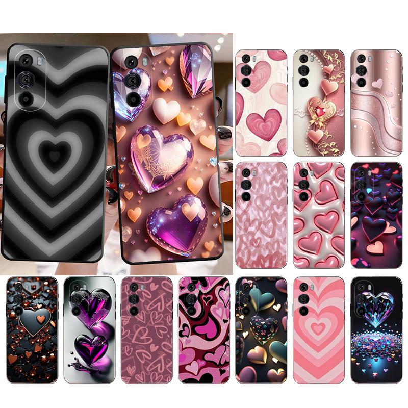 Phone Case For Motorola Edge 50 40 Pro 60 50 40 30 Ultra Neo Fusion Moto G85 G72 G53 G54 G84 G13 G32 Pink Gold Love heart