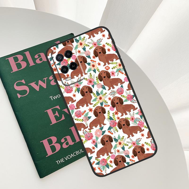 Мультяшный Чехол Такса Сосиска Для Oppo A58 A78 A98 A15 A16 A17 A52 A72 A76 A96 A54 A74 A94 A57 A77 A54S A57S