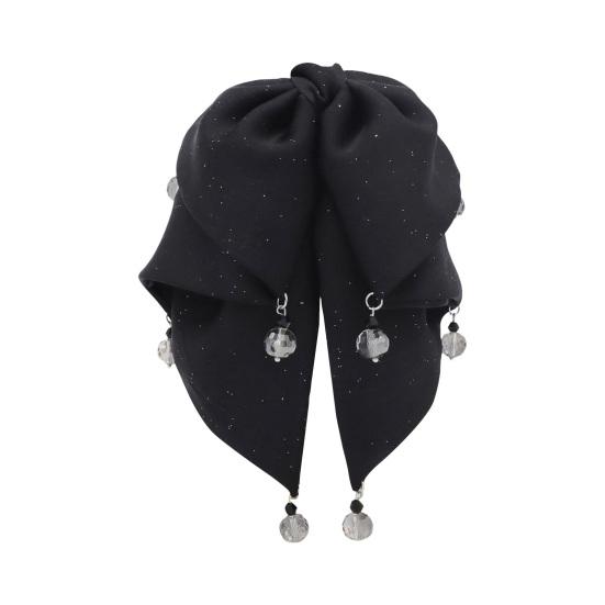 Большой бант-зажим для волос с нескользящей сильной фиксацией для женщин, длинные густые тонкие волосы, блестящая черная лента, бант-зажим, аксессуары для волос