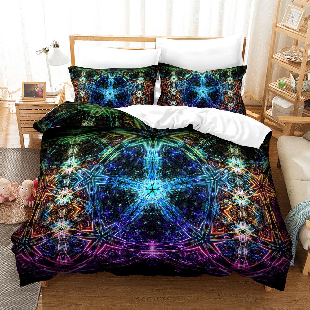 Art Visual Space 3D Digital Printing Three-Piece Quilt Cover Sheet Kit