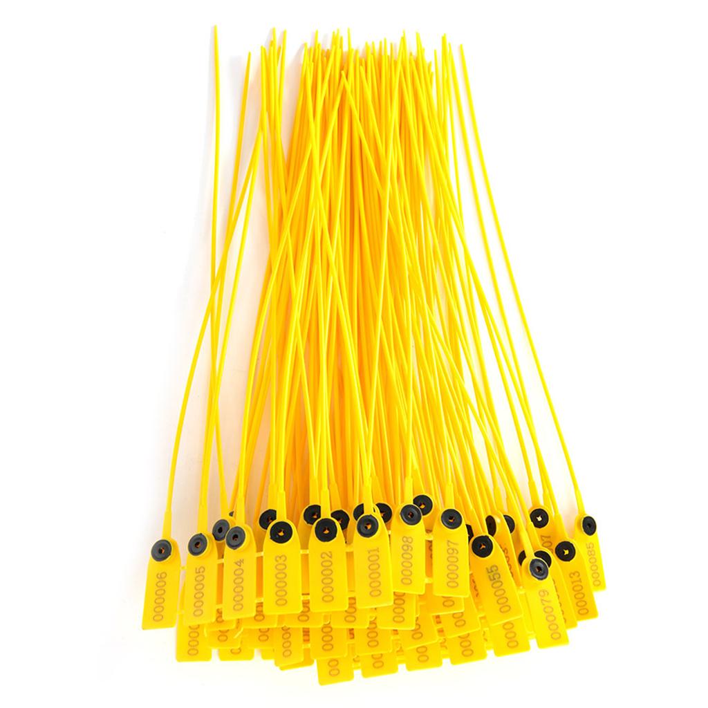 100pcs Yellow Package Transportation Truck Plastic Security Seal 40cm Label Cable Ties with Number
