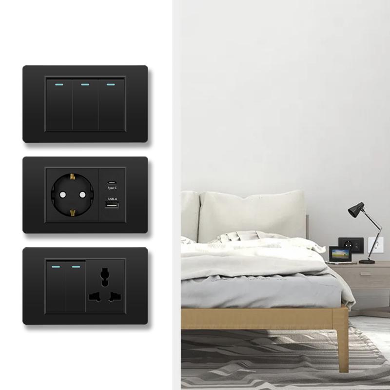 Электрическая розетка европейского корейского стандарта 220 В настенный светильник выключатель питания с USB Type-C 20 Вт интеллектуальная розетка для быстрой зарядки ПК панель ТВ ТЕЛ