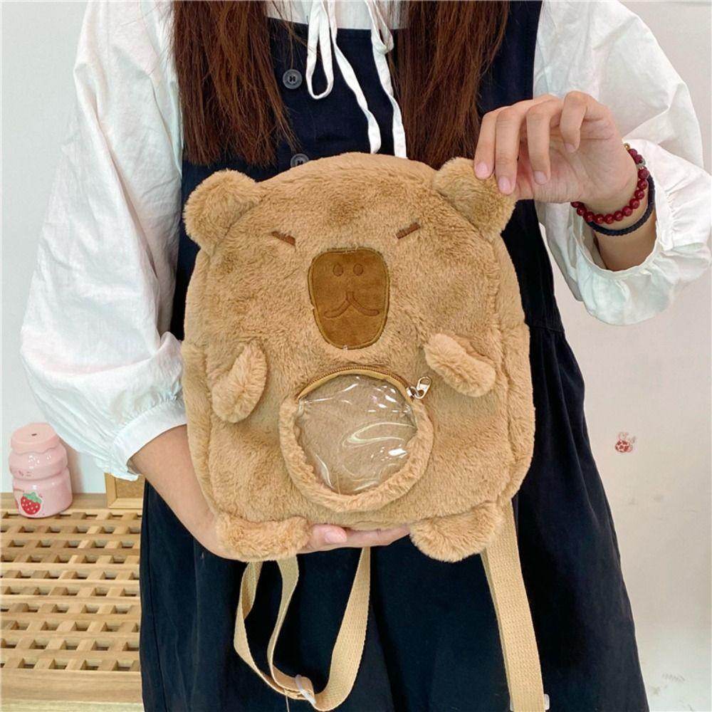 Animal Cartoon Capybara Plush Backpack Plush Capybara Capybara Plush Bag Female Lady Girl