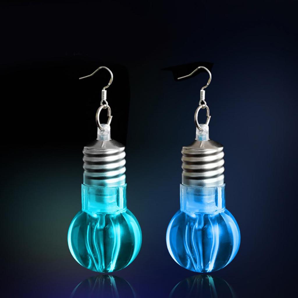 Silver Plated LED Bulb Lighting Hook Earrings Party Pub Club Women Jewelry Decor