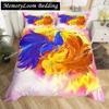 Dragon and Phoenix Duvet Cover Set, Fantasy World Monster Gothic Bedding Sets Polyester Comforter Quilt Cover