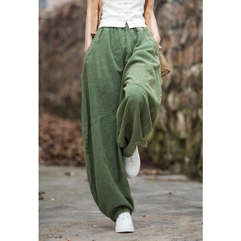 Spring and Autumn Women's Plus Size Draped Loose Lantern Pants Cotton Linen Meditation Taiji Pants Trousers