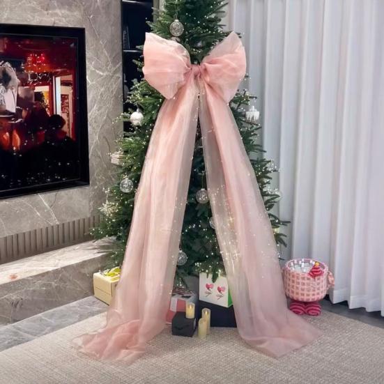 Бантик Подвеска Длинный Хвост Очень Большой Бант Украшение Гибкий Тюлевый Бант Свадьба Рождество Вечеринка Окно Машины Украшение Газона