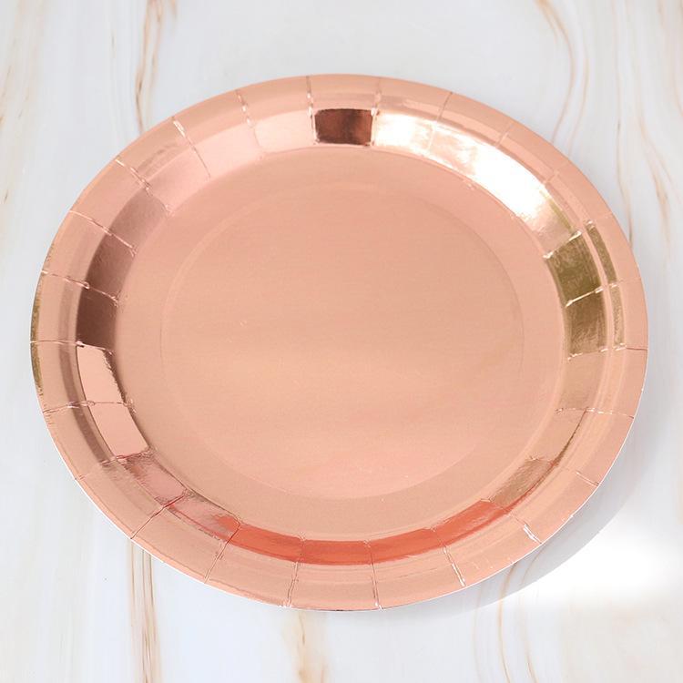 Набор одноразовой посуды из розового золота для вечеринки, бумажная тарелка, чашка для детей и взрослых, день рождения, свадьба, девичник, украшение для детского душа